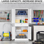 SISESOL White Metal Storage Cabinet with Drawer and Locks,Garage Storage Cabinet with Locking Doors and Adjustable Shelves,71" Tall Large Metal Cabinets with Magnetic Door for Home,Office,Garage