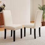 LSSPAID Dining Chairs Set of 6, Fabric Upholstered Dining Room Parson Chair with Nailhead Trim and Solid Wood Legs for Home and Kitchen, Beige