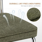 Zesthouse Natural Rattan Dining Chairs Set of 4, Mid Century Modern Dining Chairs with Solid Wood Back & Chrome Base, for Kitchen Living Room, Breuer Design Inspired, Upholstered Linen Fabric, Green