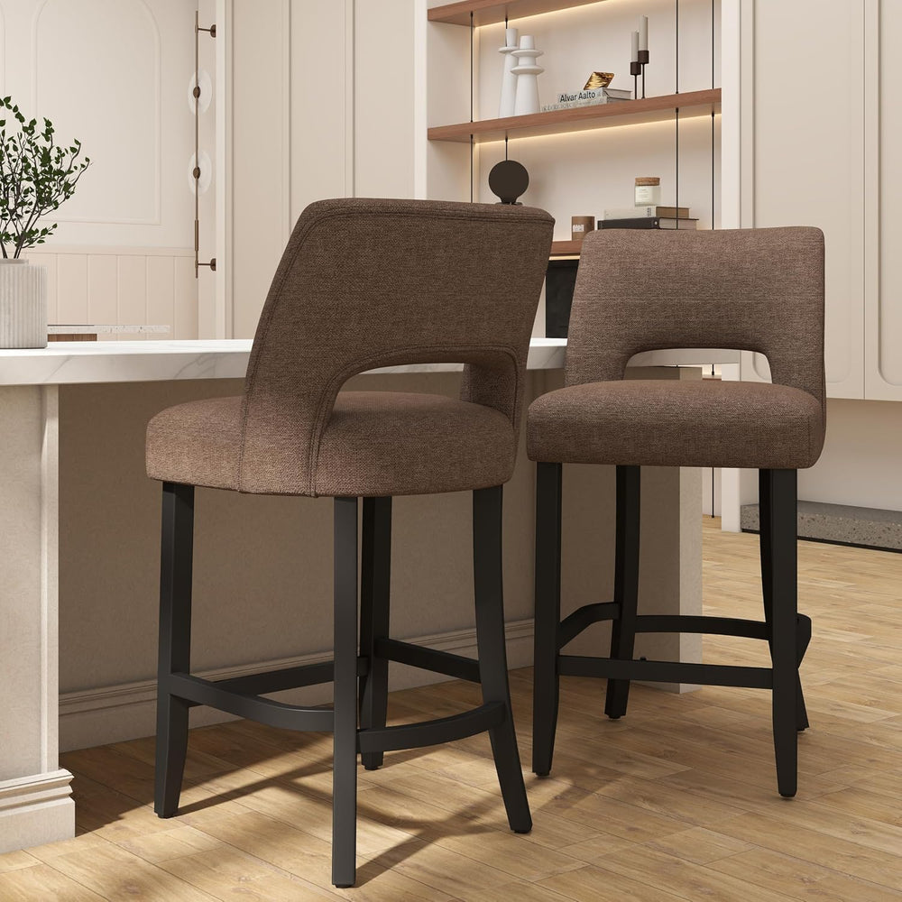 VKNOW Bar Stools Set of 2, 26" Upholstered Counter Height Bar Stools