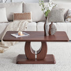LKTART Coffee Table for Living Room, Modern Coffee Table with Storage, Rectangle Tabletop Stable Base for Dining Room Apartment Small Space (43.3''L×22.4''W-Walnut)