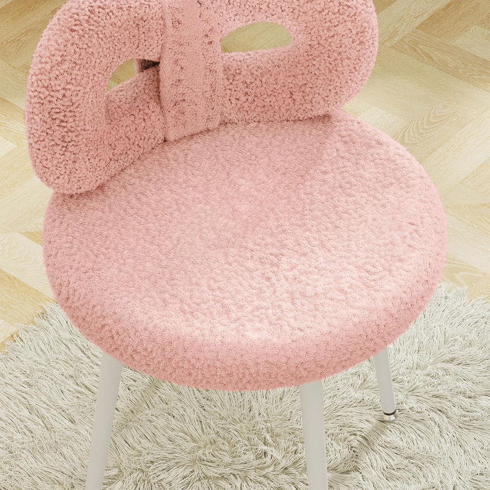 ROOMTEC Swivel Vanity Chair with Back, Upholstered Desk Chair for Girls, Mode...