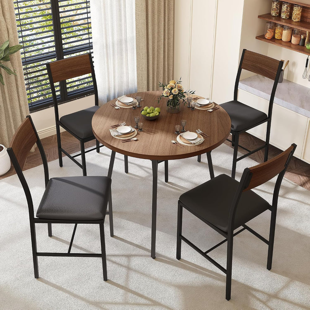 Pamapic Round Dining Table Set for 4, Kitchen Table and Chairs for 4, Dining ...