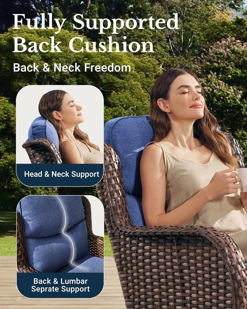 HILLGA Luxury 5 PCS Outdoor Swivel Rocker Patio Chairs of 2