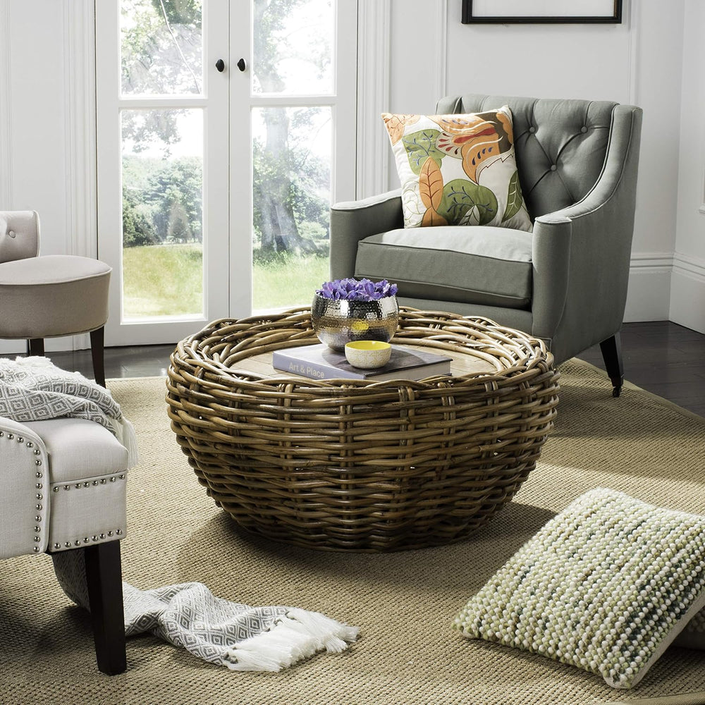 SAFAVIEH Alley Wood Coffee Table, 36.42" Boho Golden Brown WIK6504B
