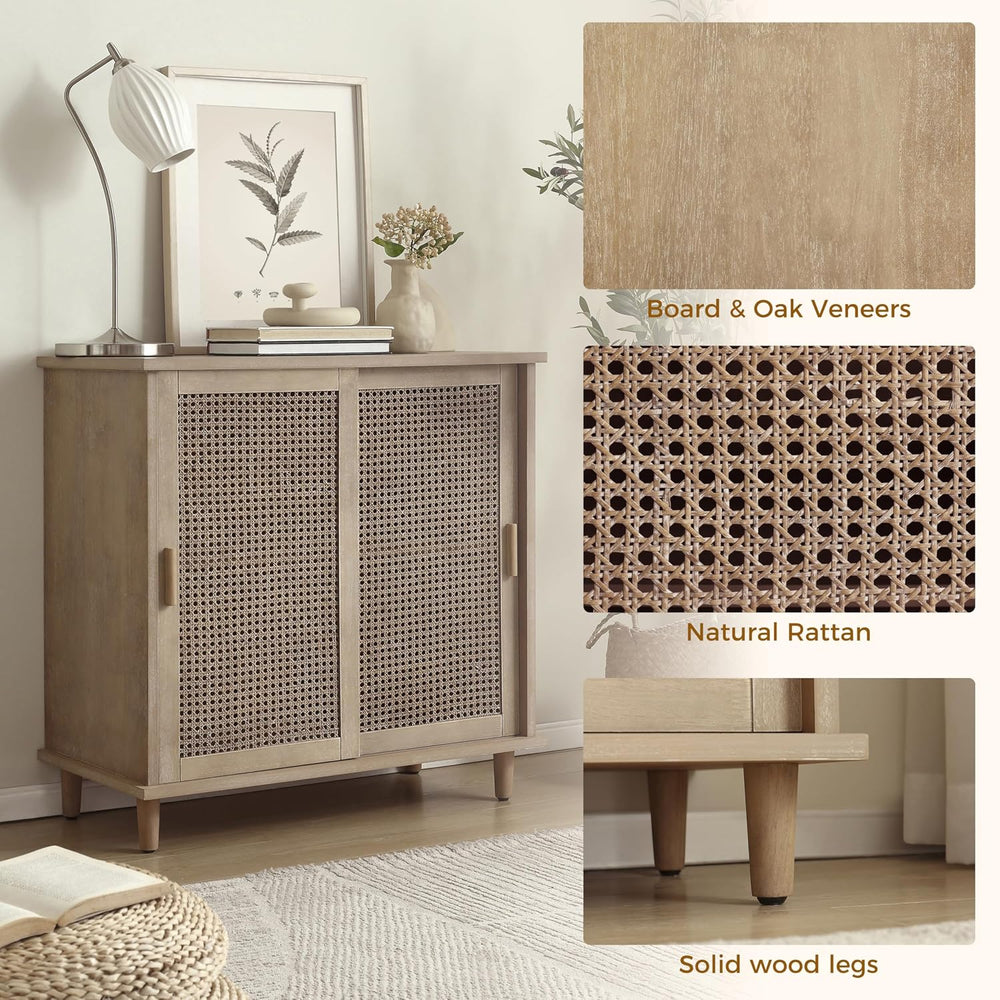 Fat Ant Sideboard Buffet Storage Cabinet, Rattan Credenza Buffet Table, Boho ...