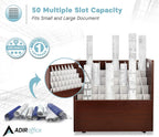 Adir Blue Print Storage Organizer - Mobile Roll File Cart, Construction Plan Holders, Blueprint Cabinet with Wheels, Roll Files Storage for Office and Home (50 Slots, Mahogany)