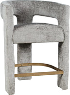 Jofran Upholstered Counter Stool with Arms – Versatile Barstools – Stylish Seating for Kitchen Dining Room or Home Bar, Grey, Single Stool