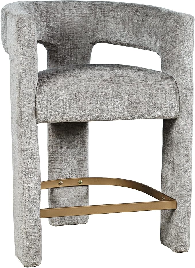 Jofran Upholstered Counter Stool with Arms – Versatile Barstools – Stylish Seating for Kitchen Dining Room or Home Bar, Grey, Single Stool