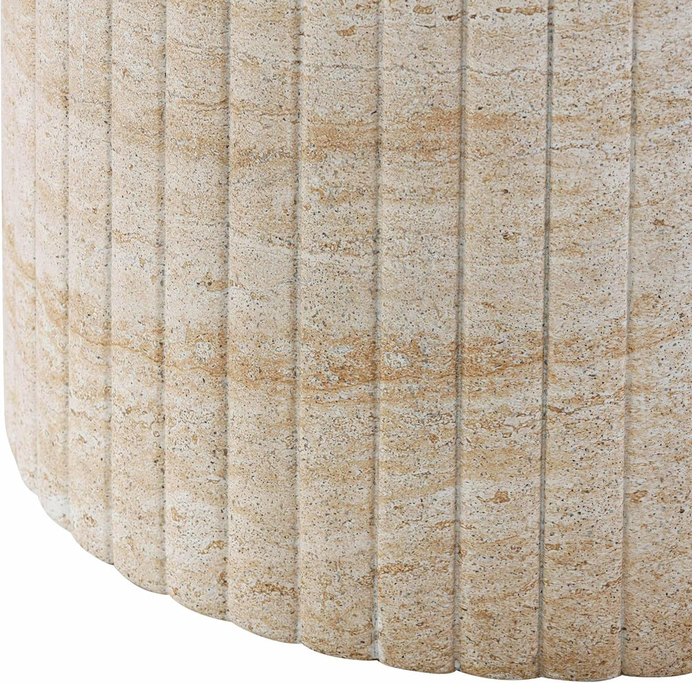First of a Kind 54" Round Concrete Table in Travertine Finish - Modern D...