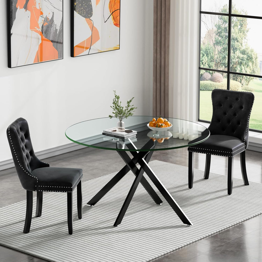 HomVent 47'' 3 Piece Round Glass Dining Table Set for 2
