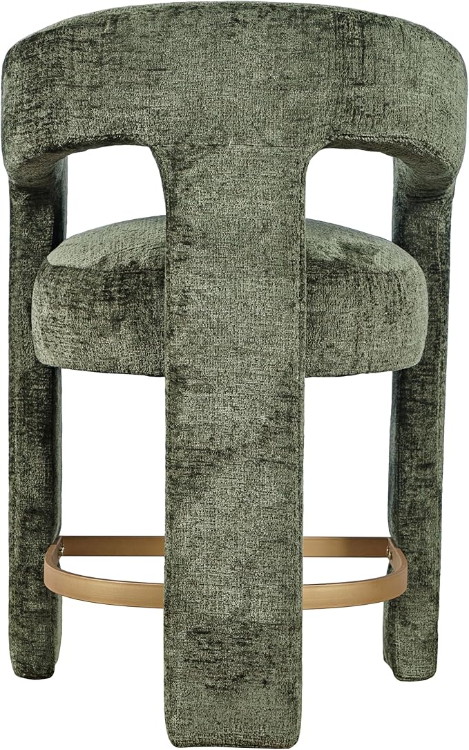 Jofran Upholstered Counter Stool with Arms – Versatile Barstools – Stylish Seating for Kitchen Dining Room or Home Bar, Forest, Single Stool