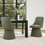 Swivel Dining Chairs Set of 2, Upholstered Mid Century Modern Deskchair with High Back, Linen Fabric Kitchen Chairs for Dining Room, Bedroom, Dressing Room, Green