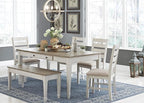 Signature Design by Ashley Skempton Modern Farmhouse Dining Room Chair, 2 Count, Ladderback Design, Wood, 17.75" W x 21.5" D x 38.63" H, White and Light Brown
