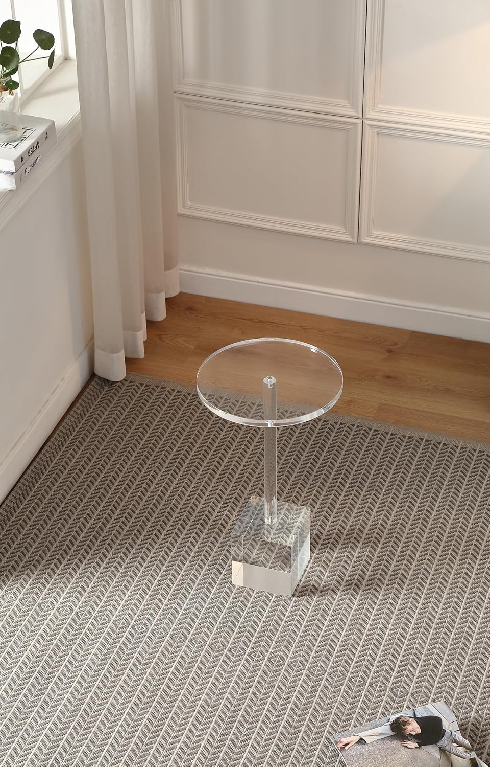 Clear Acrylic End Table,Side Table,Clear,for Livingroom,13.5 x 13.5 inch, 23 ...