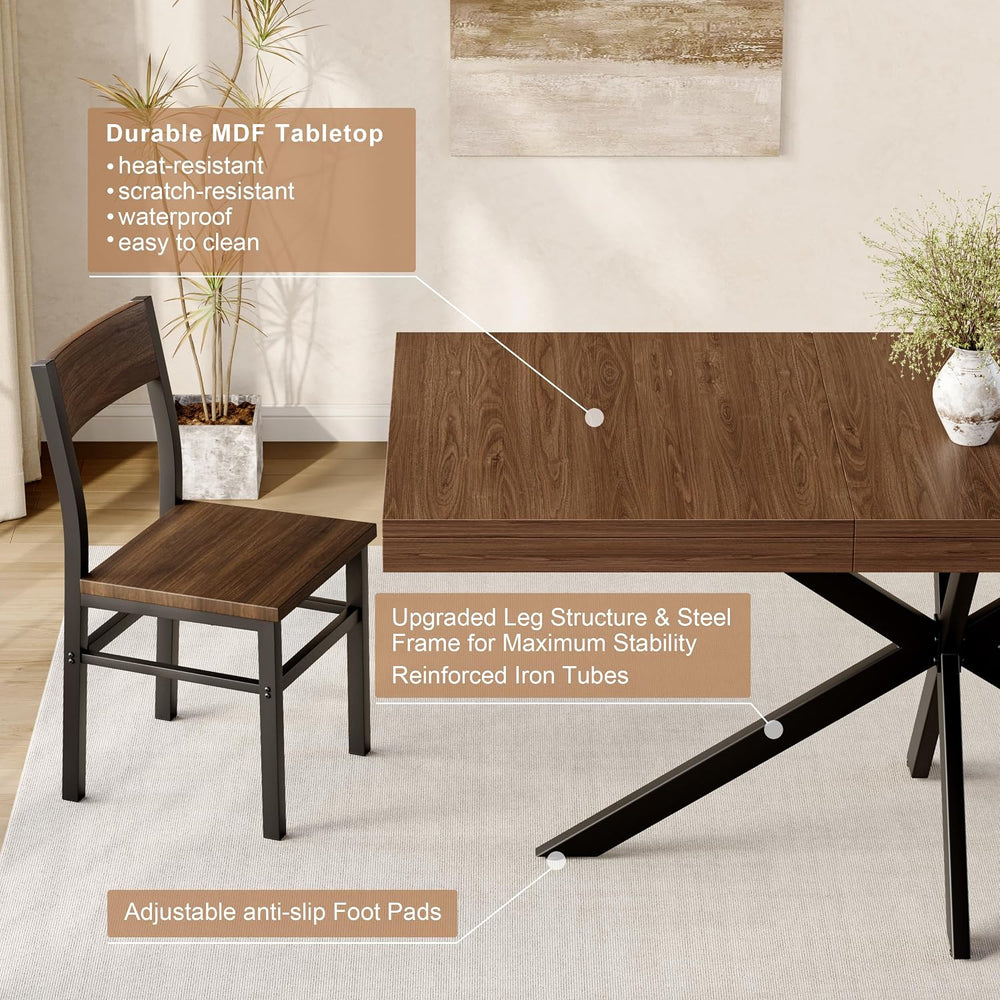 Extendable 5-Piece Dining Table Set for 4, 55"-70" Kitchen Table,4 ...