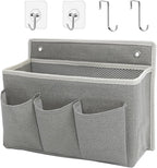 Wall Hanging Organizer Bag/Hanging Baskets with Large Mesh Compartment & 3 Pockets，Over the Door Hanging Organizer Space Saving Storage for Bedroom,RV Camper, Closet (Gray - 1 Pack)