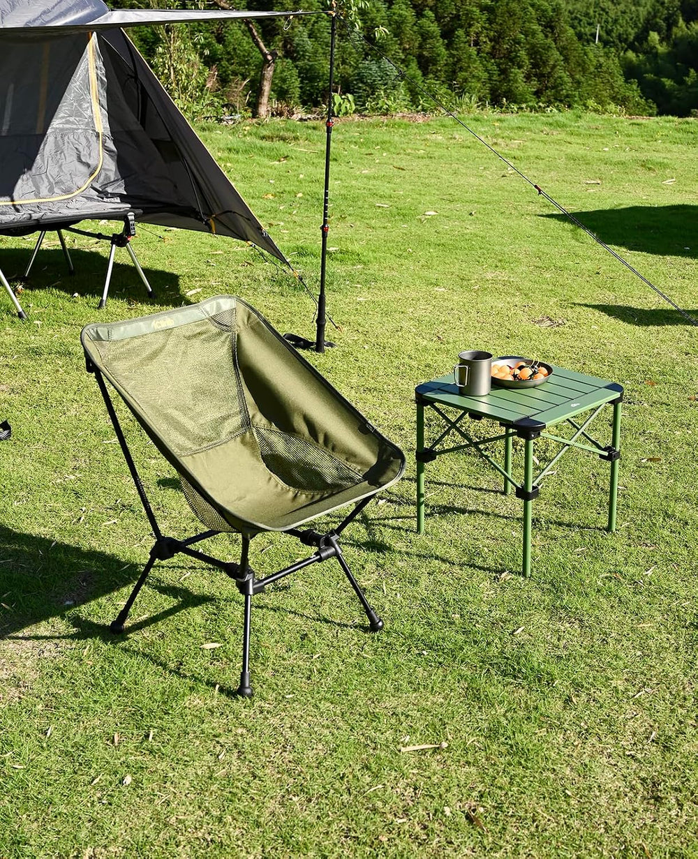 iClimb Lightweight Stable Alu. Folding Square Table Roll Up Top (Nature, S)
