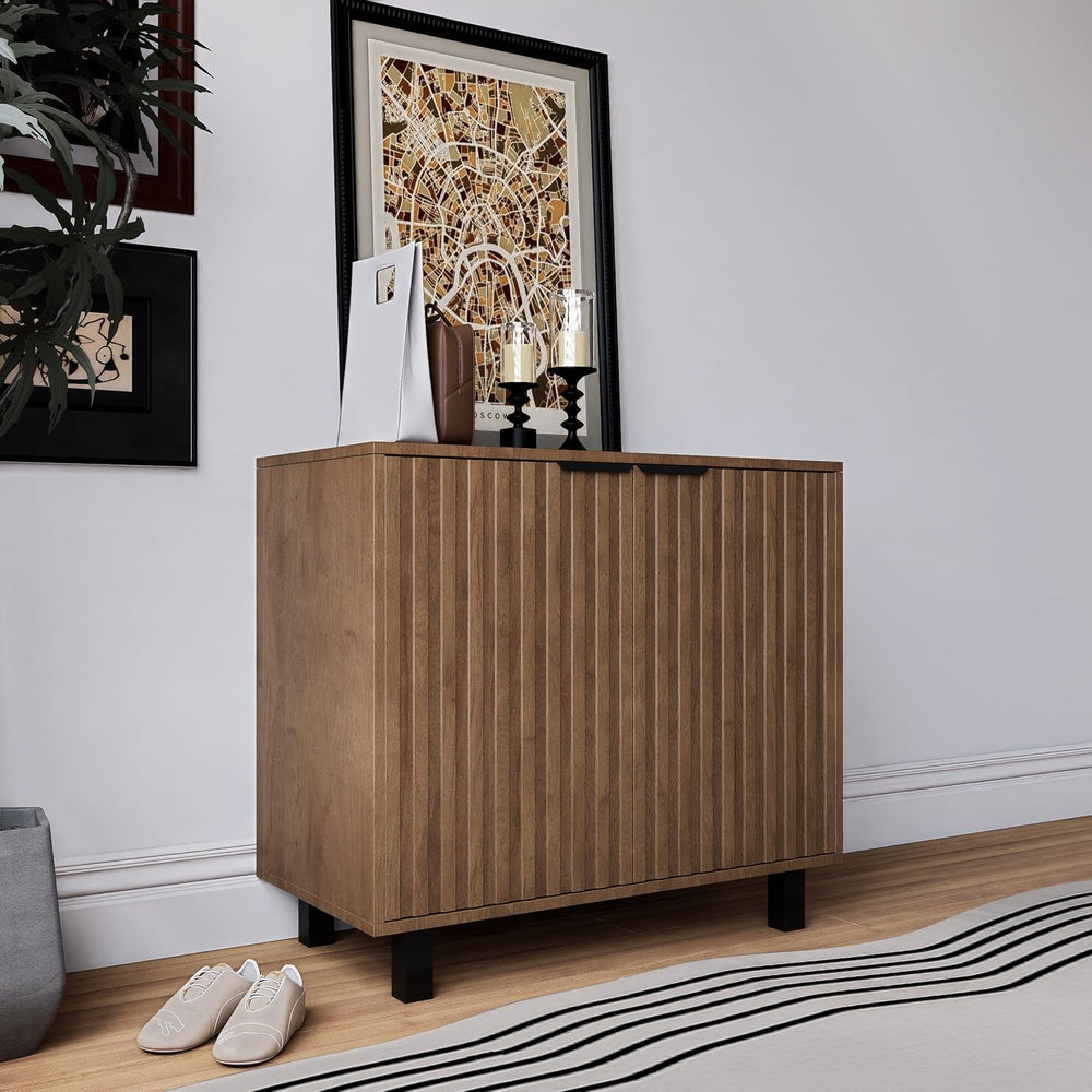 Sideboard Buffet Cabinet Storage for Entryway with Doors, Modern Fluted Shoe ...