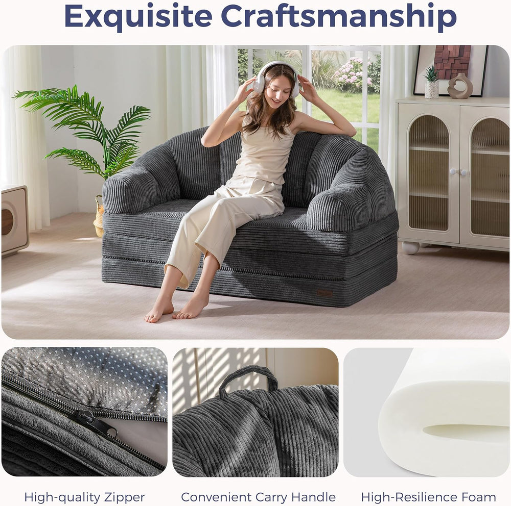 MAXYOYO Folding Sofa Bed with Backrest, Fold Out Couch with Handle | 2 in 1 C...