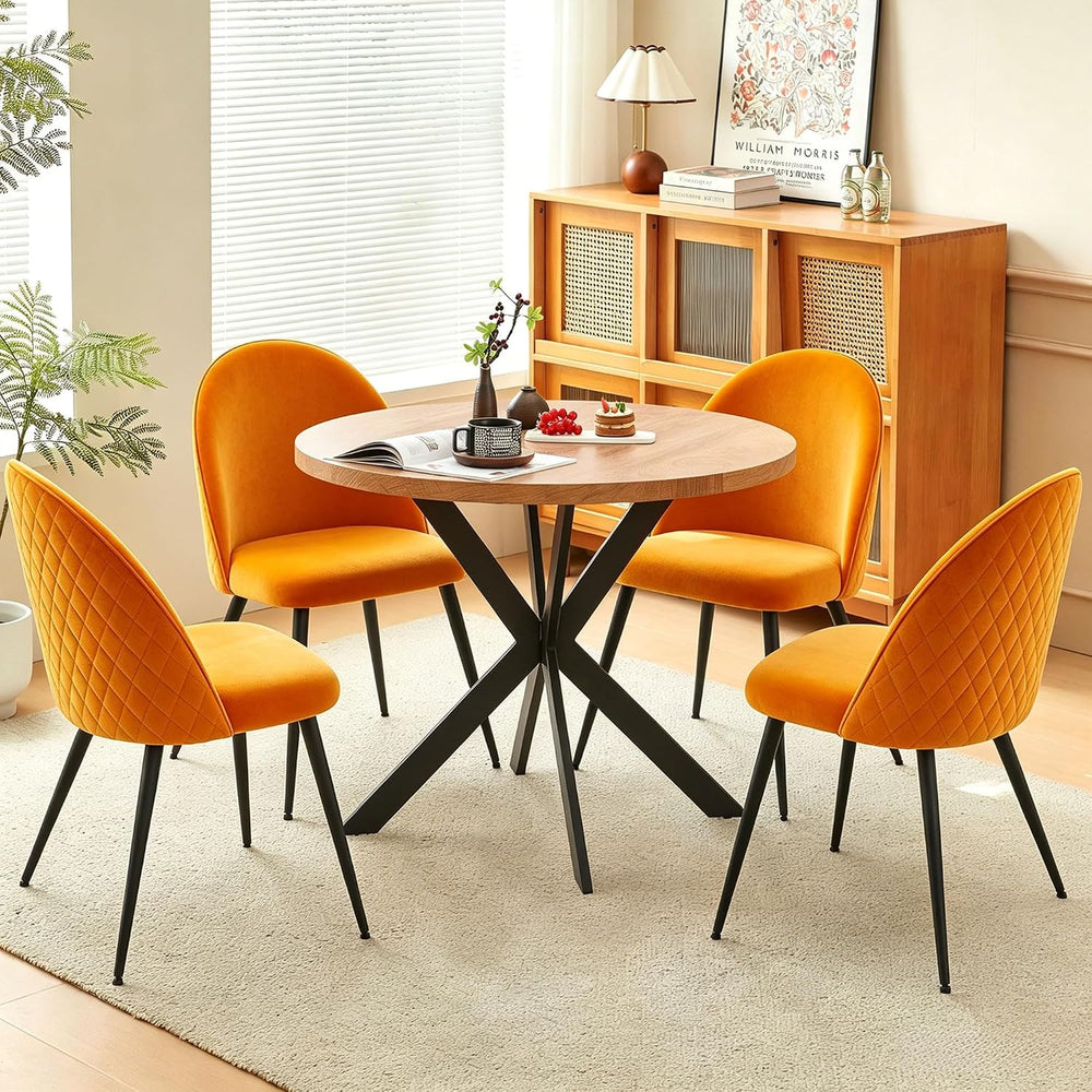 Homedot Round Dining Table Set for 4 with Chairs, Modern Kitchen Table&Ch...