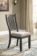 Signature Design by Ashley Tyler Creek Dining Room Upholstered Side Chair, 2 Count, Solid Wood, 19.25" H, Black and Grayish Black