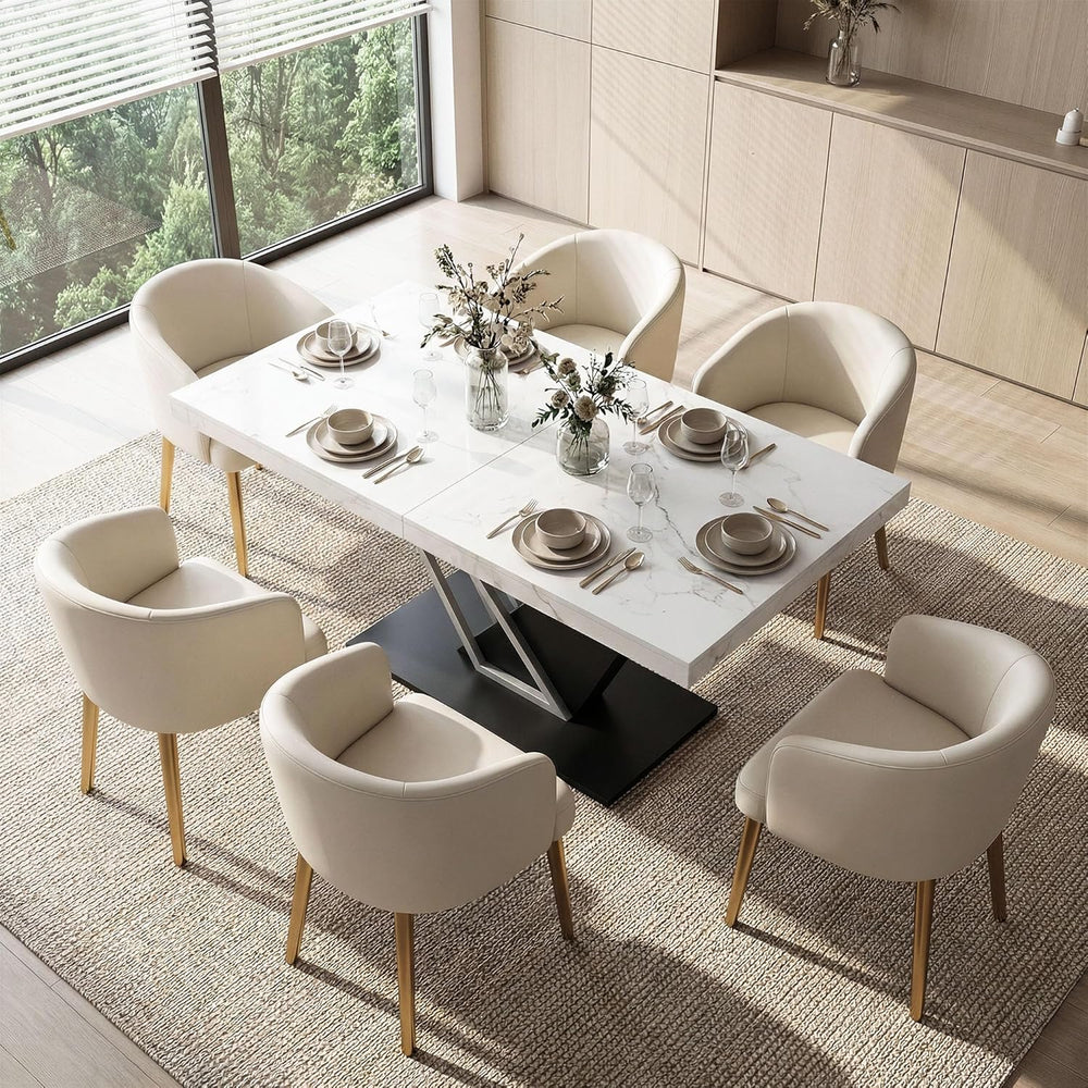 COSIEST 59'' to 78.7'' Extendable Dining Table for 4-8, Faux ...