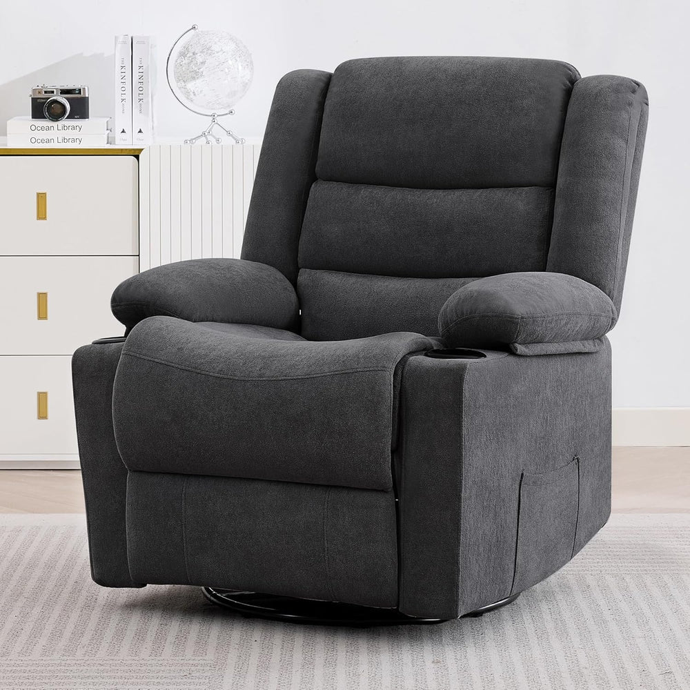 360°Swivel Rocking Chairs for Adult,Recliner Chair with Side Pockets and Cup ...