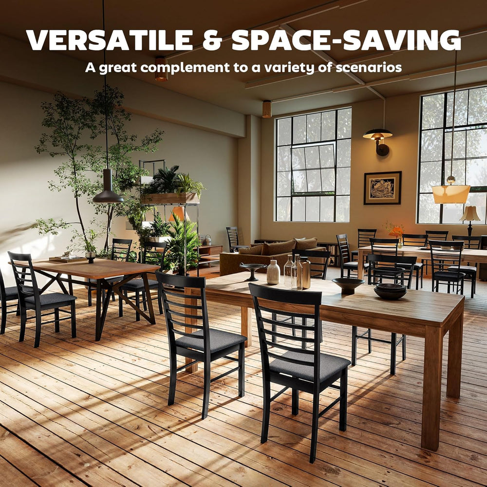 HOMCOM Wooden Dining Chairs Set of 2, Farmhouse Upholstered Kitchen Chairs wi...