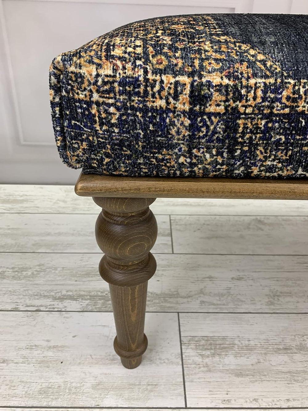 Generic Handmade Oriental Rug Bench, Blue, Wood, 150 kg Capacity