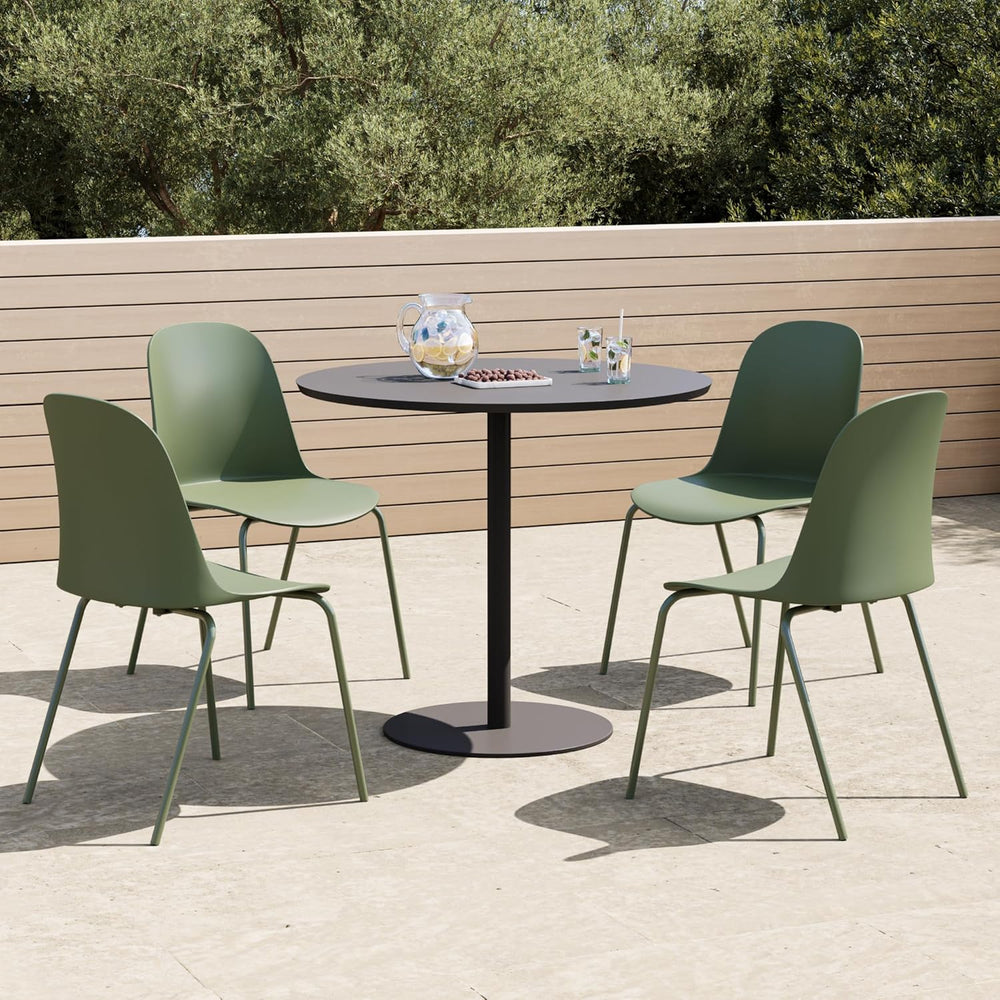 KISLOT Dining Chairs Set of 4, Plastic Outdoor Dining Room Chairs with Metal ...