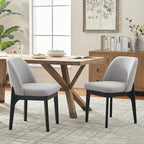 VKNOW Wooden Dining Chairs Set of 6, Upholstered Dining Room Chairs with Rubberwood Legs and Padded Seats, Kitchen Chairs for Restaurant Kitchen Living Room, Grey
