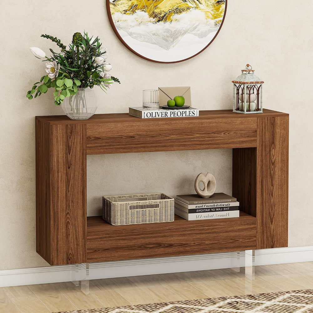 Console Table, Entryway Table with Hidden Storage Cabinets, Adjustable Shelve...