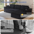 MAXYOYO Boneless Couch, 104-Inch L-Shape Sectional Sofa, Right-Facing Chaise