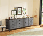 Huuger 70 Inch Dresser for Bedroom, TV Stand for 65, 75, 80 Inch TV, 12 Drawer Long Dresser, Large Storage Organizer Unit, Wide Chest of Drawer with Storage, Fabric Drawer for Living Room, Dark Grey
