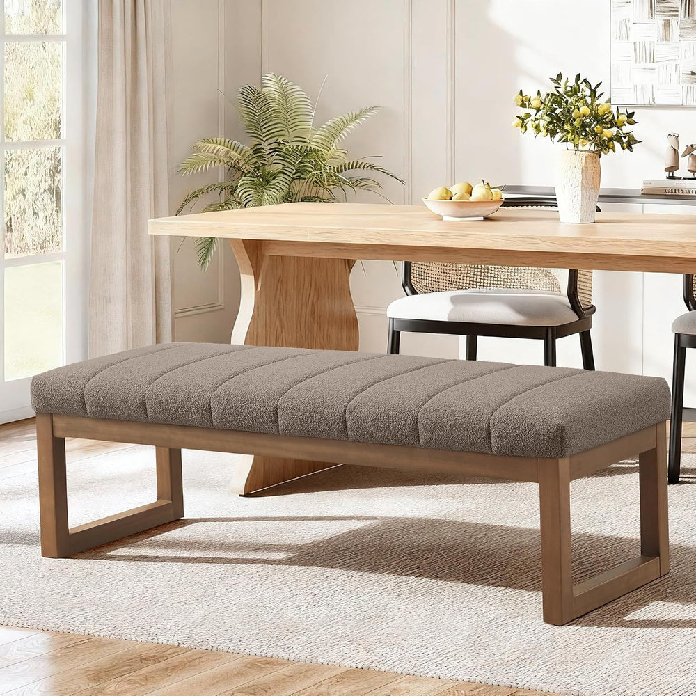 Zihanhome 52.7" Bedroom Bench for End of Bed, Modern Upholstered Teddy F...