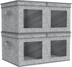 Univivi Large Foldable Fabric Storage Bins with lids [2-Pack] Collapsible Closet Storage Box for Clothes, Closet Organizer with Handles, Storage Cube Basket for Home, Bedroom (Grey, 24" x17" x 12")