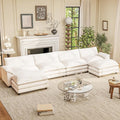 Furniwell 159" Modern Couches Sectional Sofa with Movable Ottoman, U Shaped Sofa Couch with Comfy Chenille and Deep Seat, 4-Seat Cloud Couch for Living Room, Bedroom and Apartment