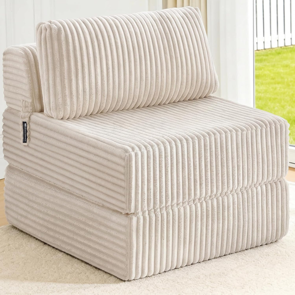 Convertible 4-in-1 Folding Sofa Bed Sleeper Chair, Single Beige | MEGAYES Fol...