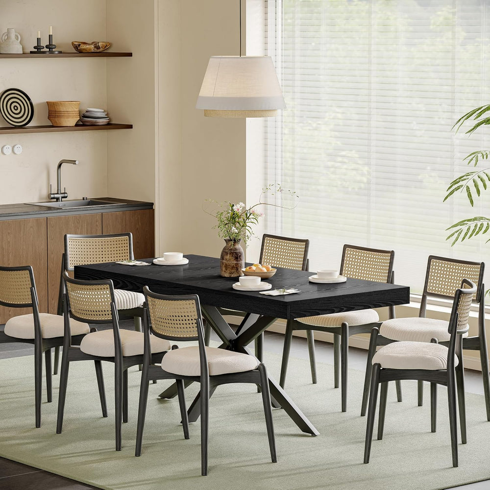 Extendable Dining Room Table for 4 6 8,55"-70" Kitchen Table Leaf,B...