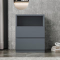 Grey Modern Entertainment Center Set - Freestanding Storage Drawers Cabinet Floor Nightstands with 2 Drawers for Living Room and Bedroom (C-19'' Nightstand)