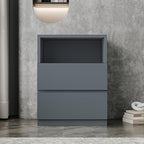 Grey Modern Entertainment Center Set - Freestanding Storage Drawers Cabinet Floor Nightstands with 2 Drawers for Living Room and Bedroom (C-19'' Nightstand)