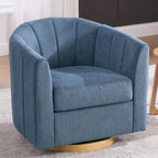 Swivel Barrel Chair Set of 2, 360 Degree Round Swivel Accent Chair for Living Room, Mid Century Modern Upholstered Accent Chair,Comfy Tufted Sofa Armchairs for Bedroom,Nursery,Chenille, Blue