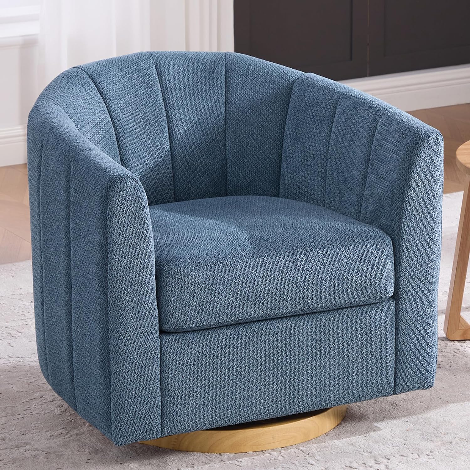 Swivel Barrel Chair Set of 2, 360 Degree Round Swivel Accent Chair for Living Room, Mid Century Modern Upholstered Accent Chair,Comfy Tufted Sofa Armchairs for Bedroom,Nursery,Chenille, Blue