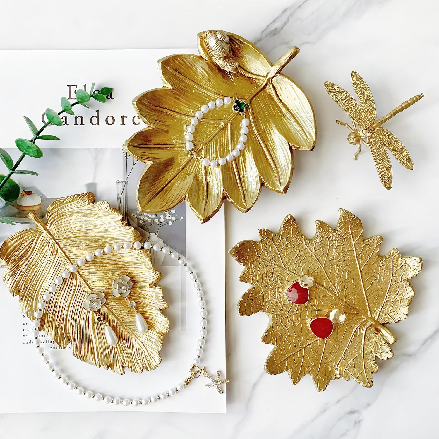 Jewelry Dish, Resin Small Leaf Shaped Ring Holder Jewelry Organizer, Trinket Dish Mini Tray for Christmas Birthday Wedding Gifts