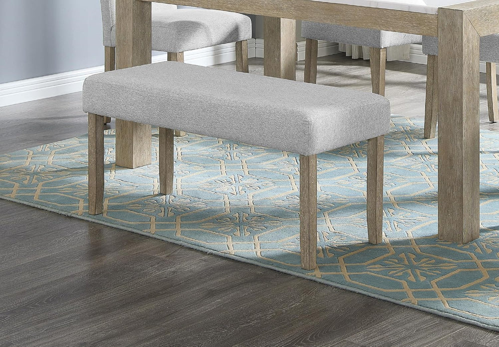 42 Inch Gray Upholstered Dining Bench, Tufted Padded Seat for Entryway | 19 I...