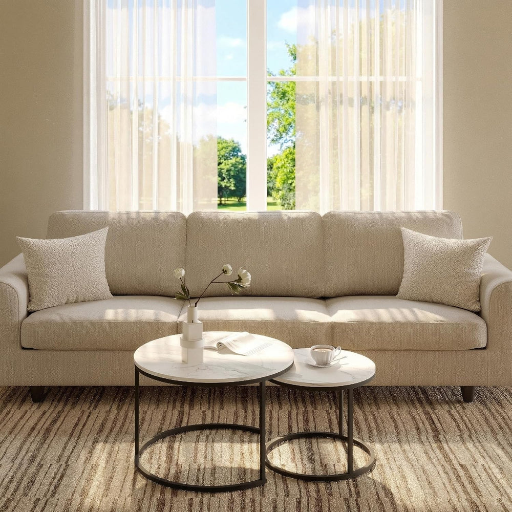 Living Room Side Table, Round Coffee Tables for Living Room, Modern Nesting D...