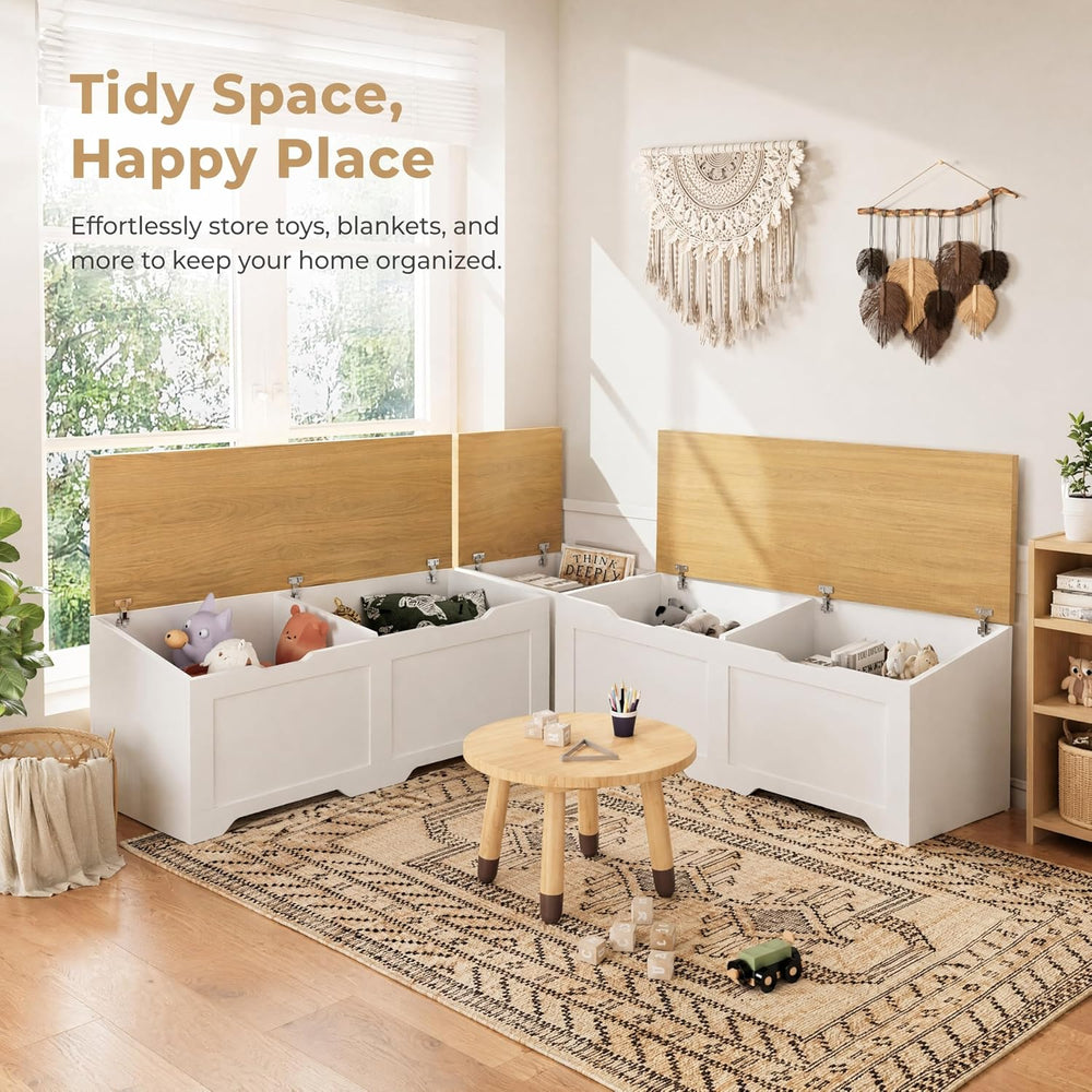 3-Piece L-Shape Storage Bench Set with Cushion, Kitchen Dining Nook Bench wit...