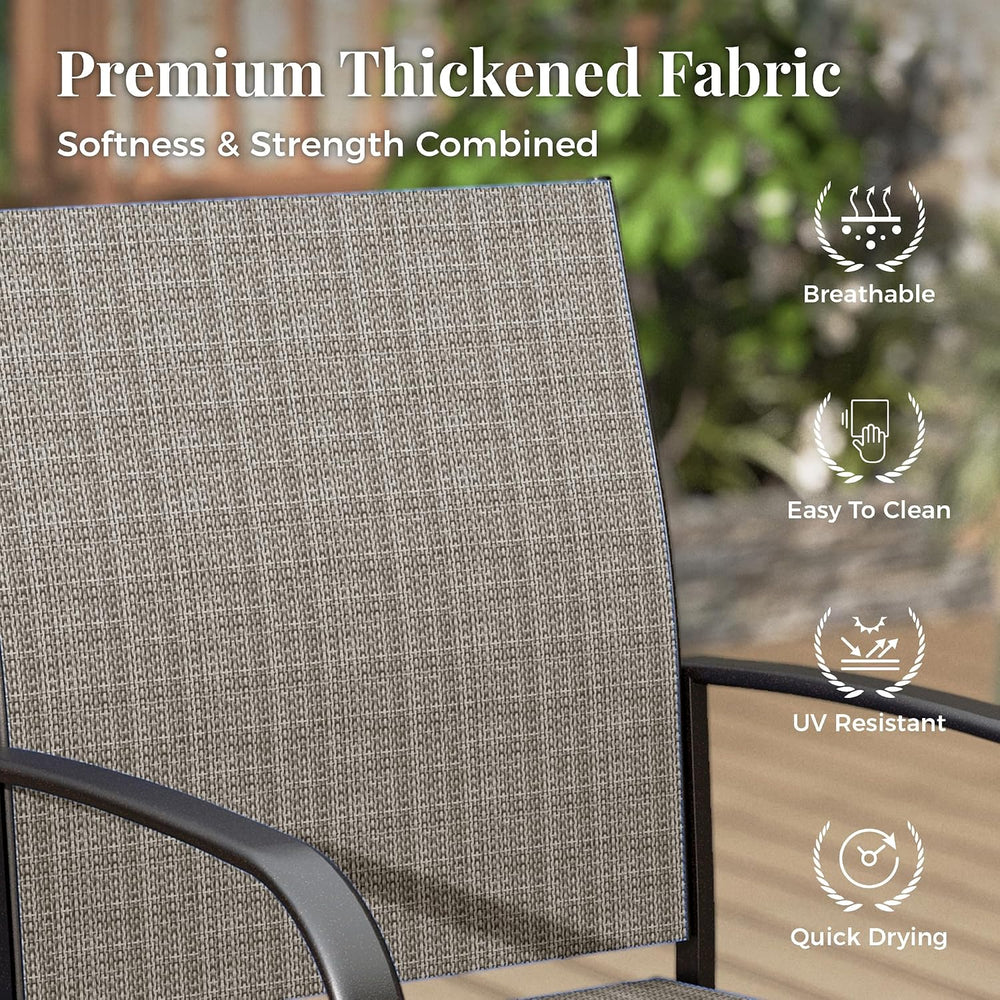 MIXPATIO 7pc Patio Dining Set, 54" Round Metal Table, 6 Textilene Chairs