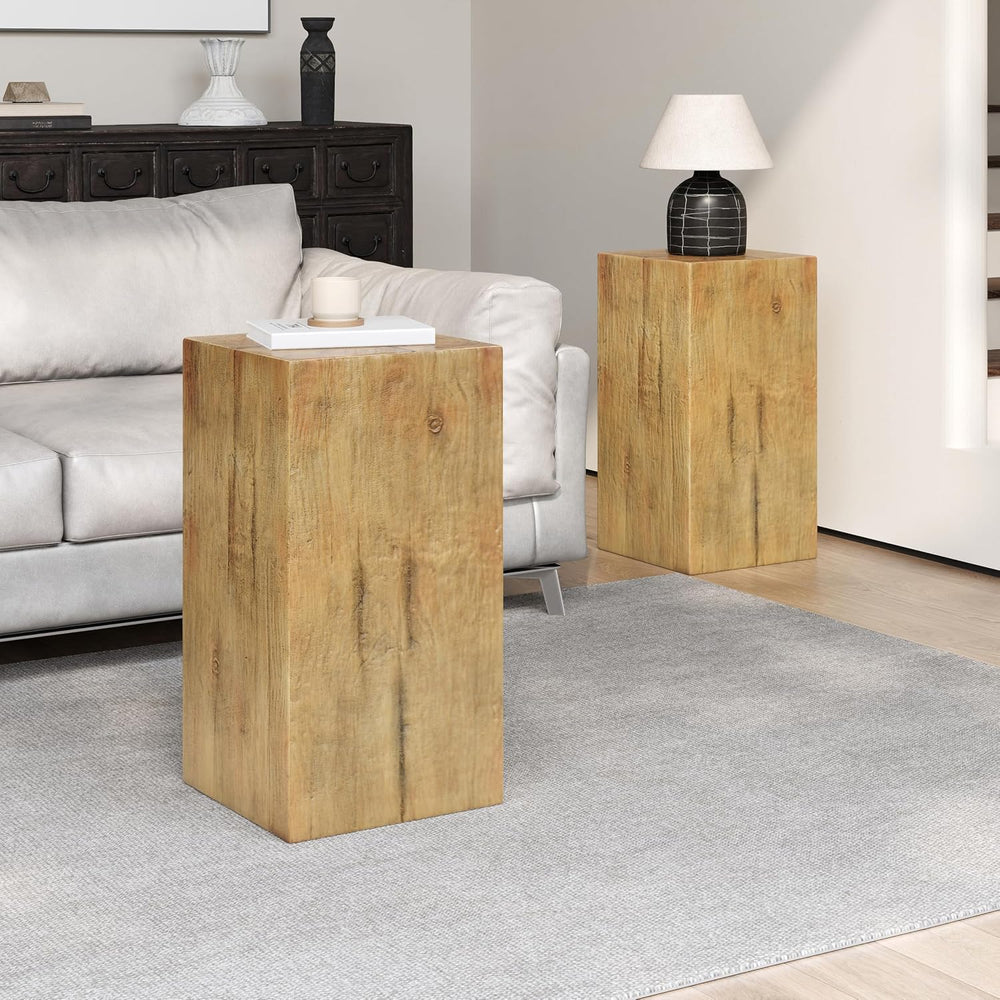 27.75" Tall End Table, Square Wood-Look Column for Indoor & Outdoor ...